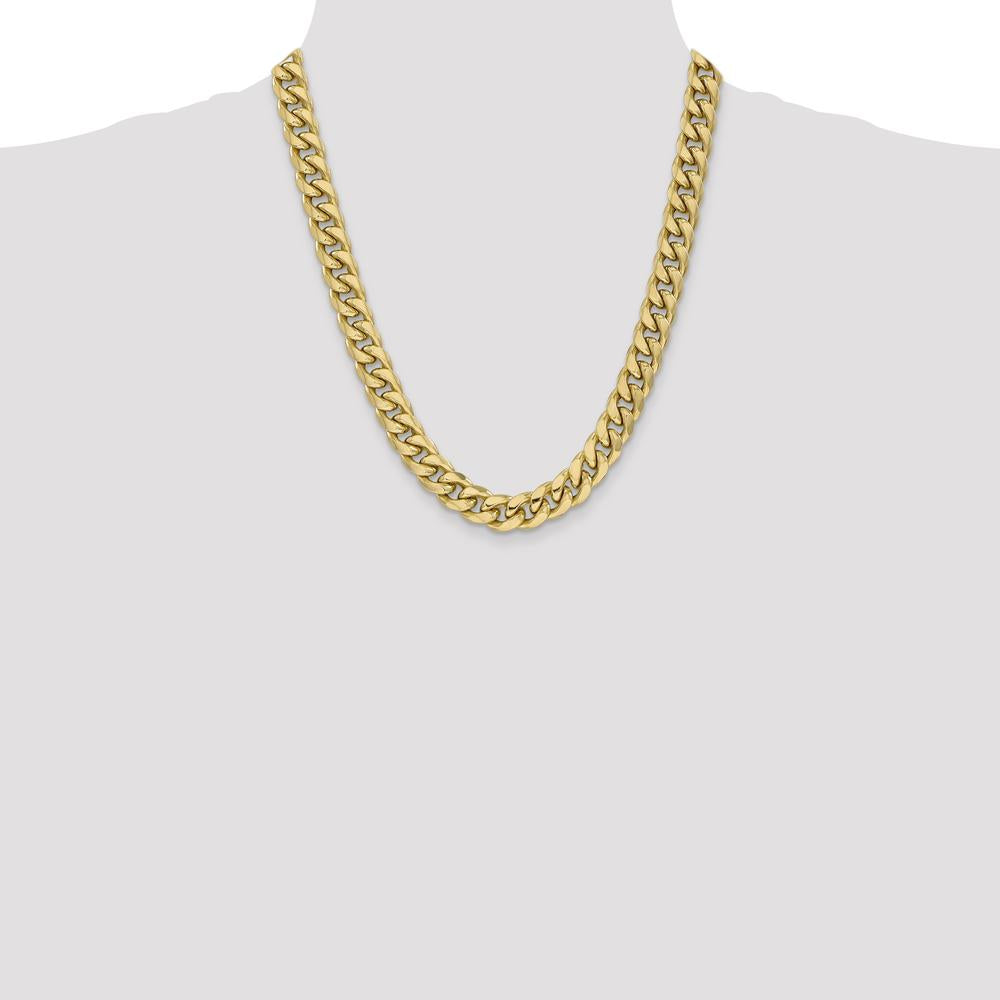 10K Yellow Gold 11mm Semi-Solid Miami Cuban Chain Necklace - 22"