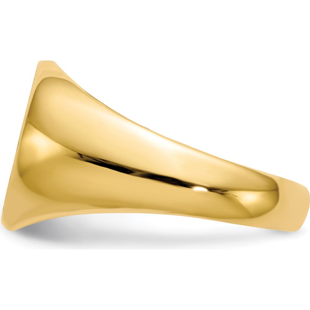 10K Yellow Gold 12.5x13.5mm Open Back Men's Signet Ring with Satin Finish and Engravable Top