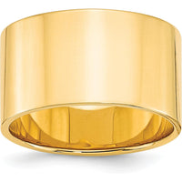10K Yellow Gold 12mm Flat Wedding Band - Lightweight and Engravable - Size 6