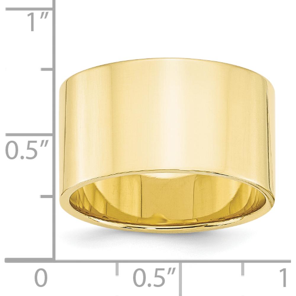 10K Yellow Gold 12mm Flat Wedding Band - Lightweight and Engravable - Size 6