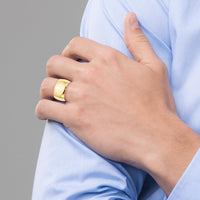 10K Yellow Gold 12mm Half Round Wedding Band with Adjustable Sizing - Size 6.5