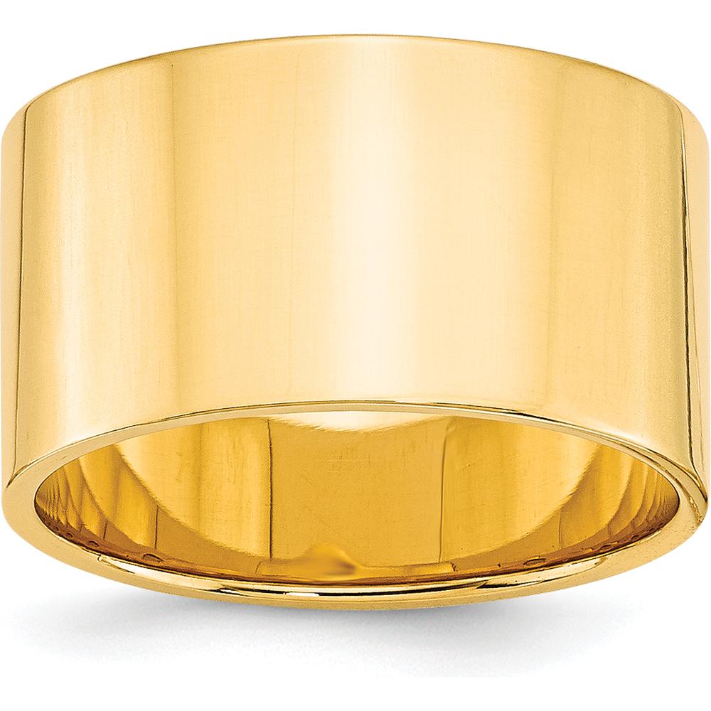 10K Yellow Gold 12mm Lightweight Flat Wedding Band - Size 8.25