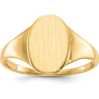 10K Yellow Gold 12mm Open Back Signet Ring - Engravable and Polished Finish