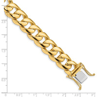 10K Yellow Gold 13.4mm Hand-Polished Rounded Curb Link Bracelet with Box Catch Clasp