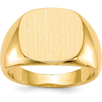 10K Yellow Gold 13x15mm Signet Ring with Satin & Polished Finish