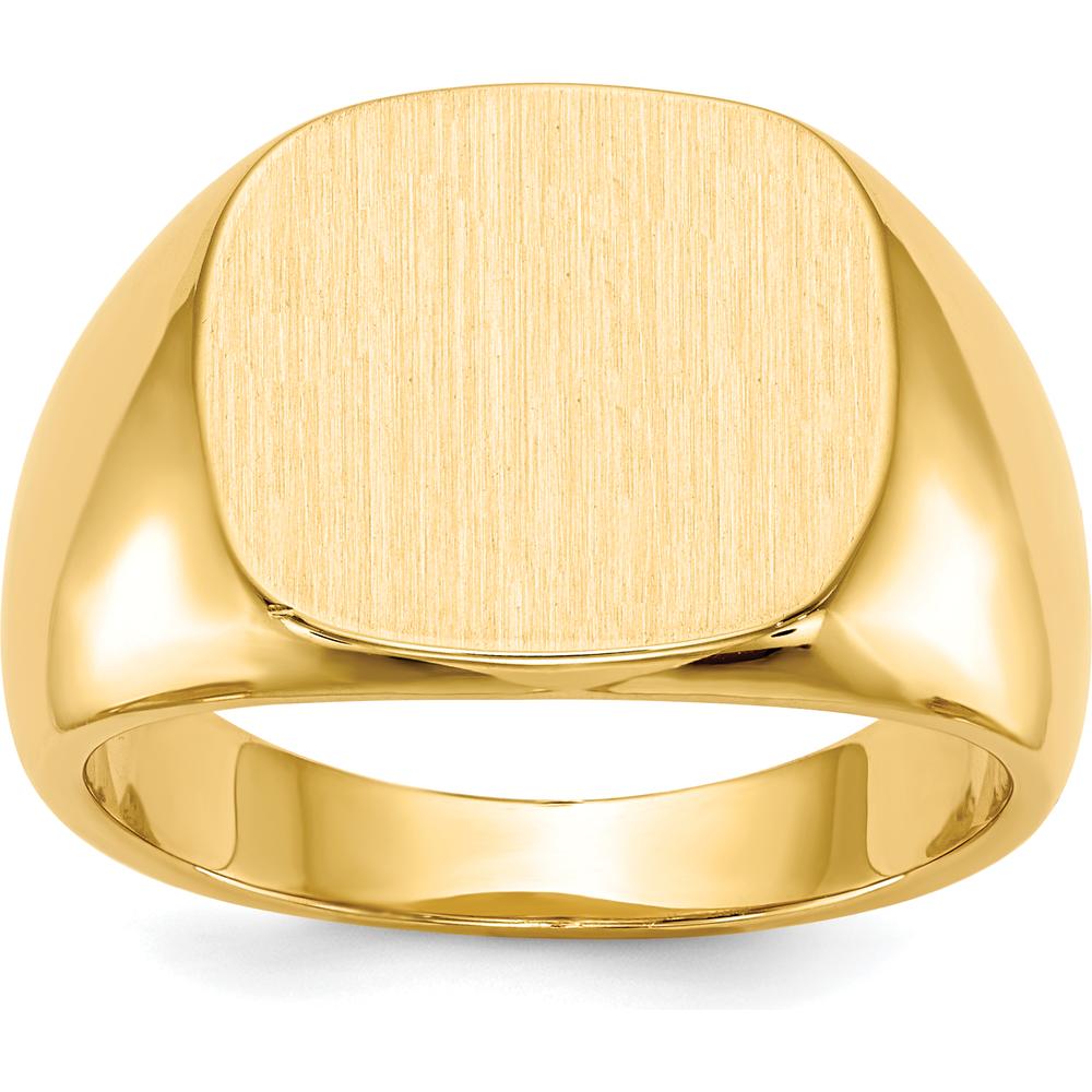 10K Yellow Gold 13x15mm Signet Ring with Satin & Polished Finish