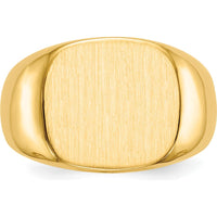 10K Yellow Gold 13x15mm Signet Ring with Satin & Polished Finish