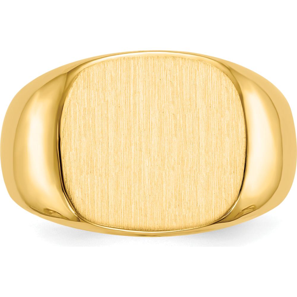 10K Yellow Gold 13x15mm Signet Ring with Satin & Polished Finish