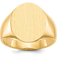 10K Yellow Gold 16.0x14.0mm Open Back Satin Finish Men's Signet Ring