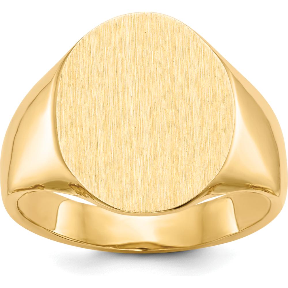 10K Yellow Gold 16.0x14.0mm Open Back Satin Finish Men's Signet Ring