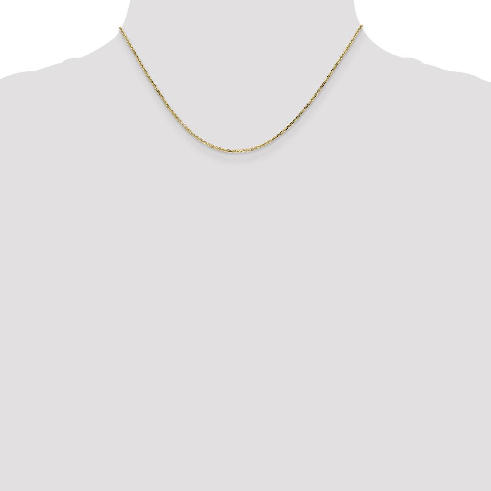 10K Yellow Gold 16" 1.4mm Diamond-Cut Round Open Link Cable Chain