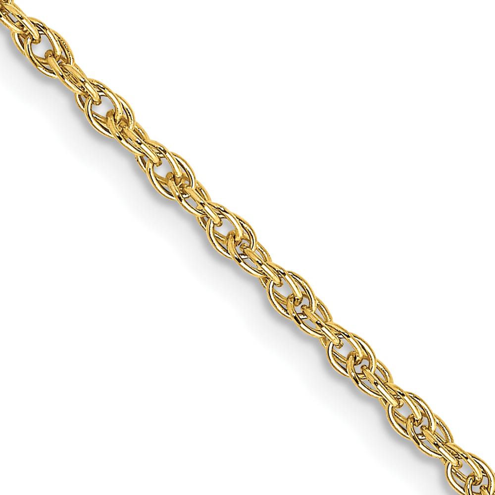 10K Yellow Gold 16" 1.55mm Carded Cable Rope Chain - Polished Finish