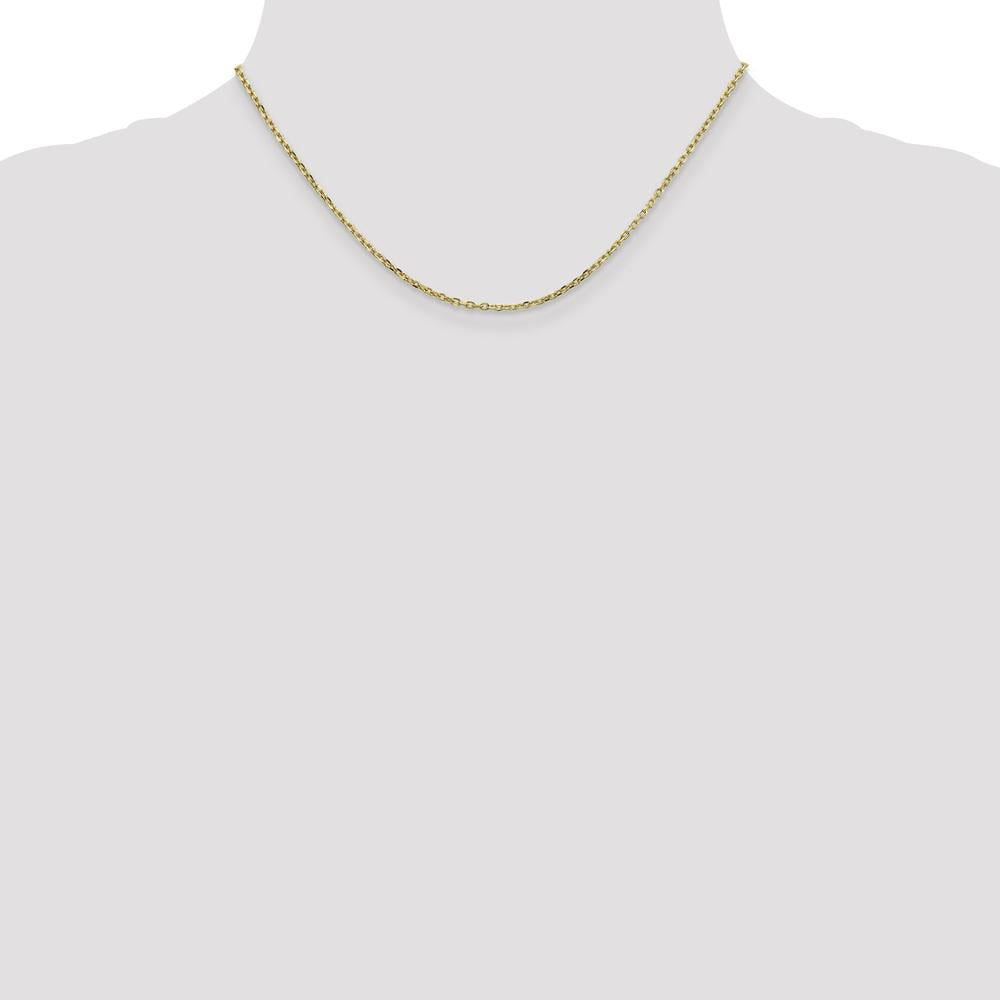 10K Yellow Gold 16" 1.8mm Diamond-Cut Cable Chain Necklace with Lobster Clasp