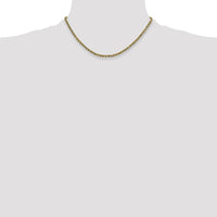 10K Yellow Gold 16" 2.25mm Semi-Solid Diamond-Cut Rope Chain Necklace