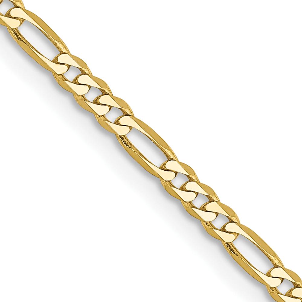 10K Yellow Gold 16" 2.2mm Flat Figaro Chain with Lobster Clasp