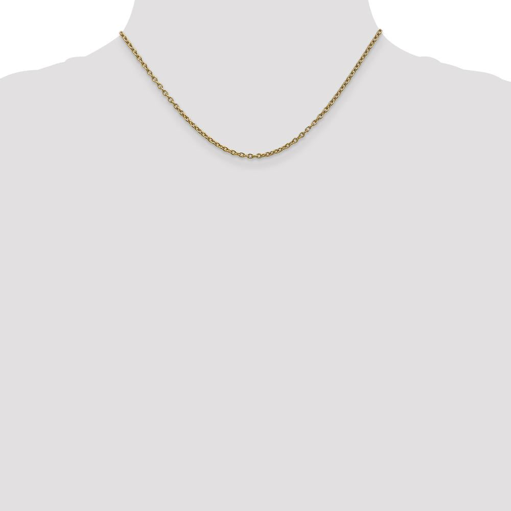 10K Yellow Gold 16" 2.4mm Cable Link Chain Necklace