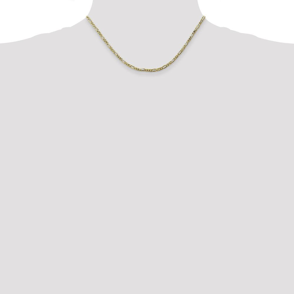 10K Yellow Gold 16" 2.75mm Polished Flat Figaro Chain