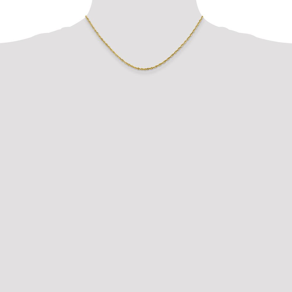 10K Yellow Gold 16" 2mm Diamond-Cut Rope Chain - Lightweight and Polished Finish
