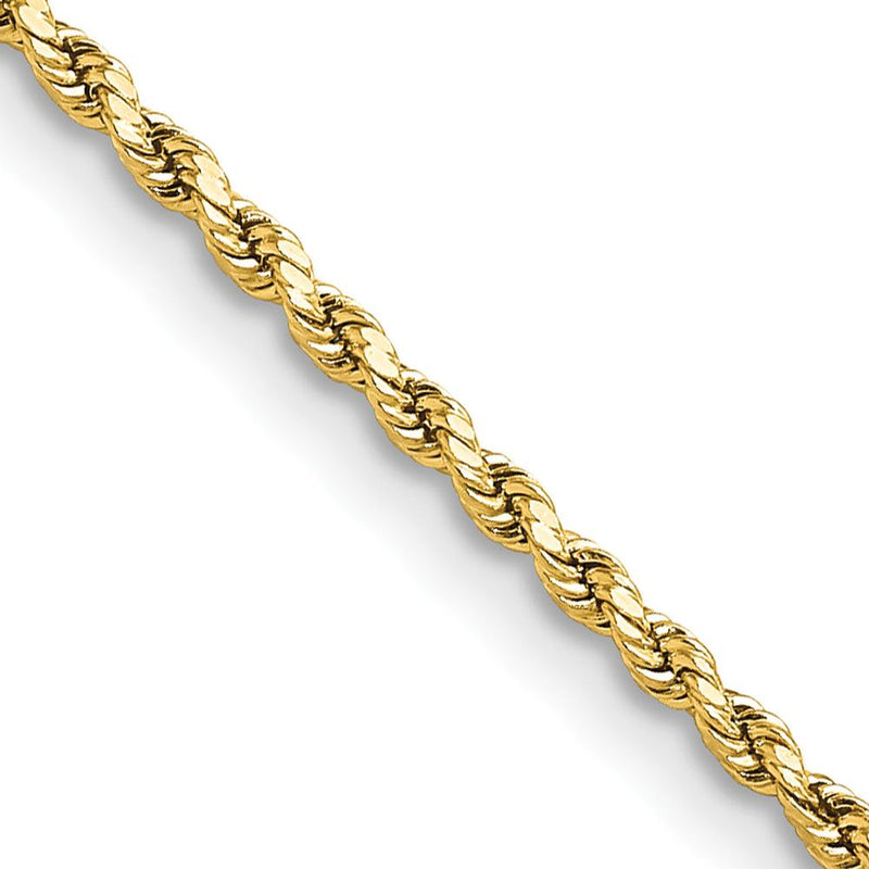 10K Yellow Gold 16" 2mm Diamond-Cut Rope Chain Necklace