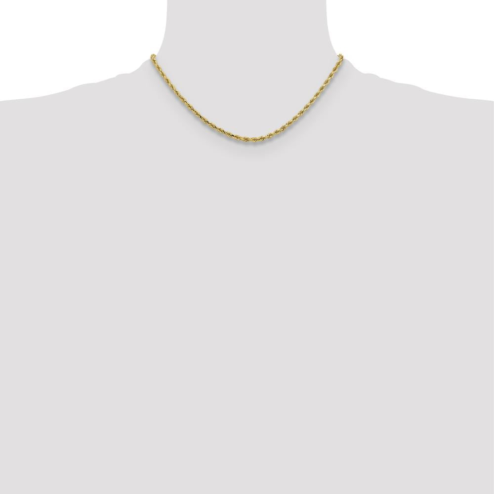 10K Yellow Gold 16" 3.25mm Diamond-Cut Rope Chain Necklace