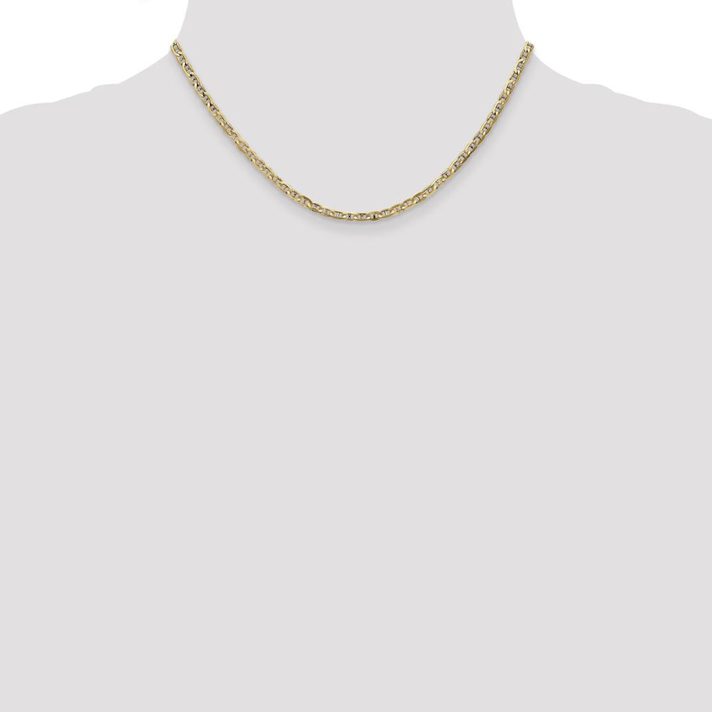 10K Yellow Gold 16" 3mm Polished Concave Anchor Chain with Lobster Clasp