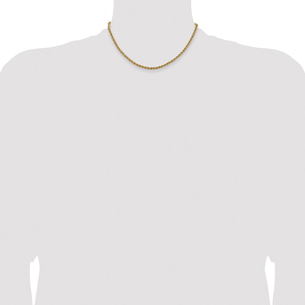 10K Yellow Gold 16" 3mm Polished Rope Chain Necklace