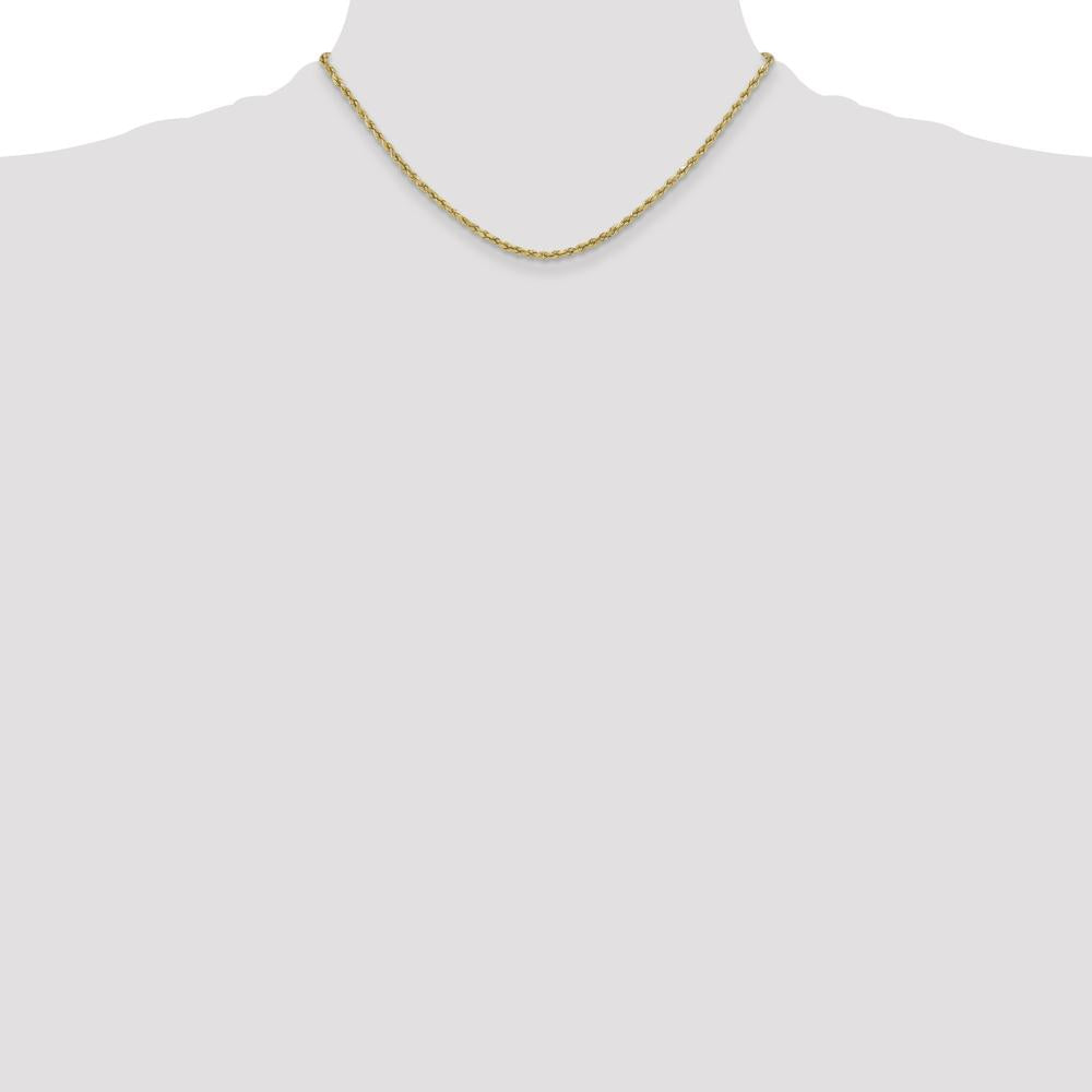 10K Yellow Gold 16" 3mm Semi-Solid Diamond-Cut Rope Chain Necklace
