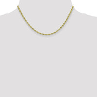 10K Yellow Gold 16" 3mm Semi-Solid Rope Chain with Polished Finish