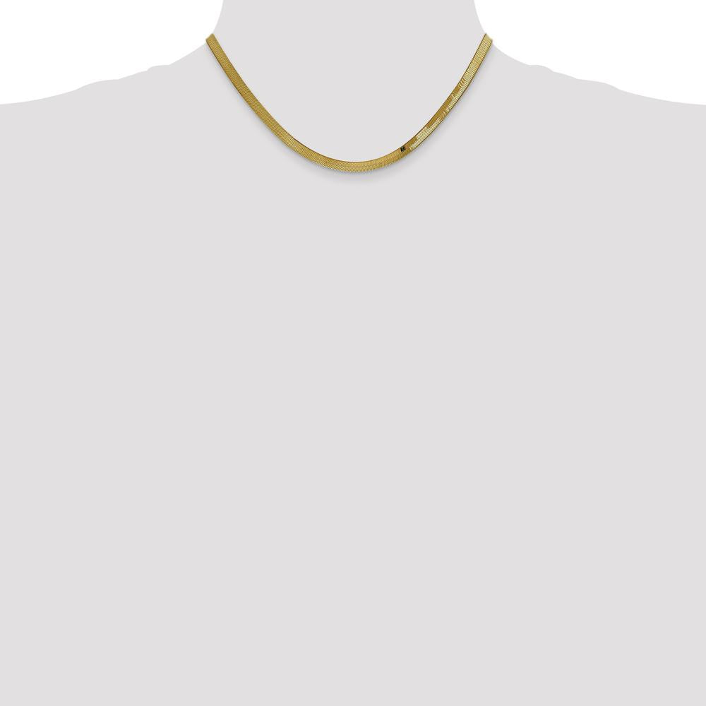 10K Yellow Gold 16" 4mm Herringbone Chain Necklace with Lobster Clasp