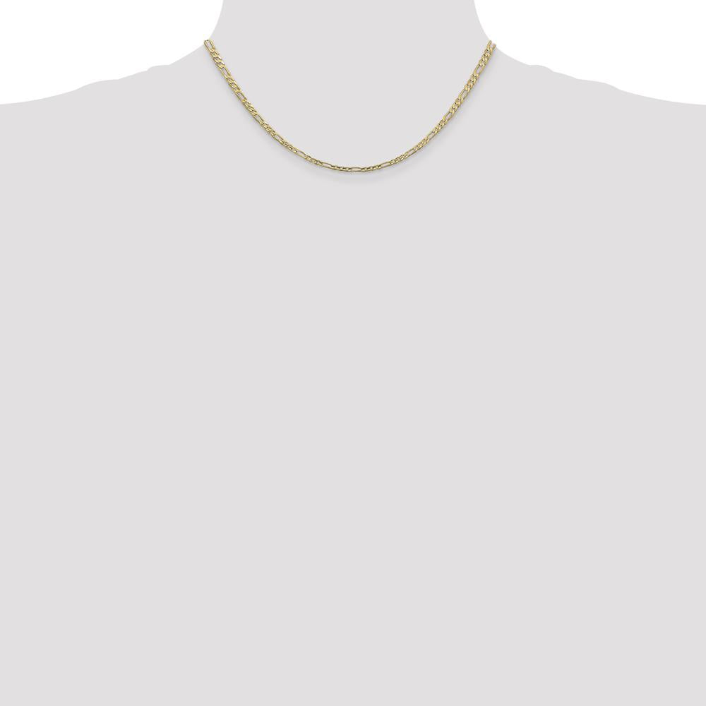 10K Yellow Gold 16" Concave Figaro Chain - 3mm Width
