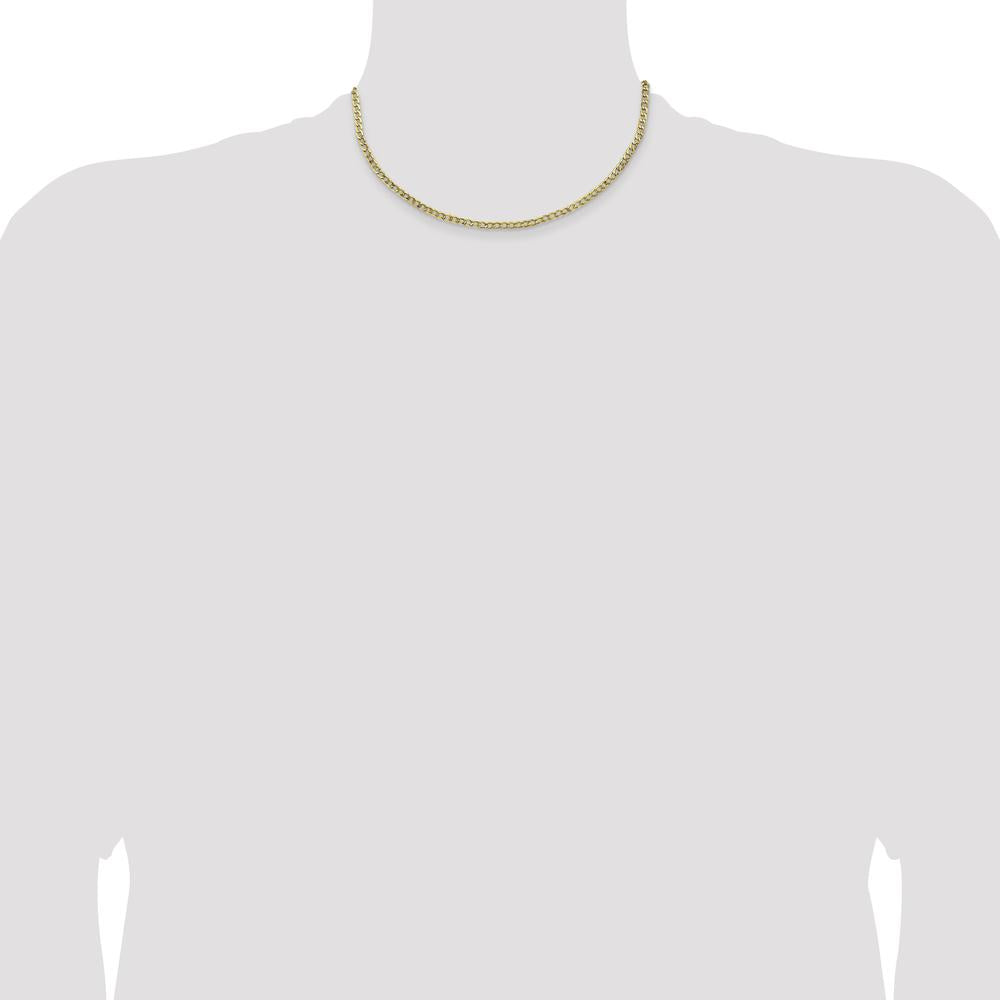10K Yellow Gold 16" Curb Link Chain Necklace - 3.35mm Width