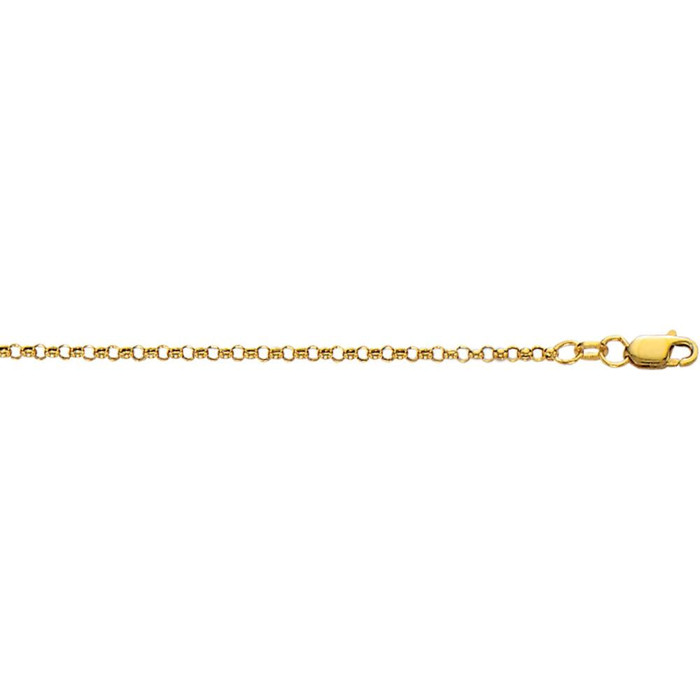 10K Yellow Gold 16" Diamond-Cut Lite Rolo Chain Necklace - 2.4mm by Orozza Fine Jewelry