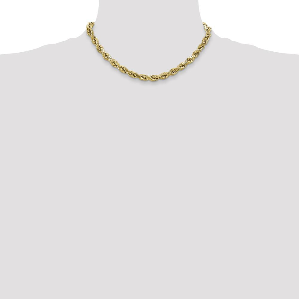 10K Yellow Gold 16" Diamond-Cut Rope Chain - 4.9mm Width