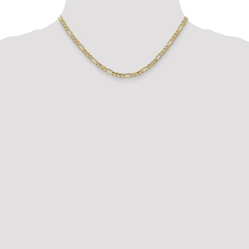 10K Yellow Gold 16" Figaro Chain Necklace - 4.2mm Width