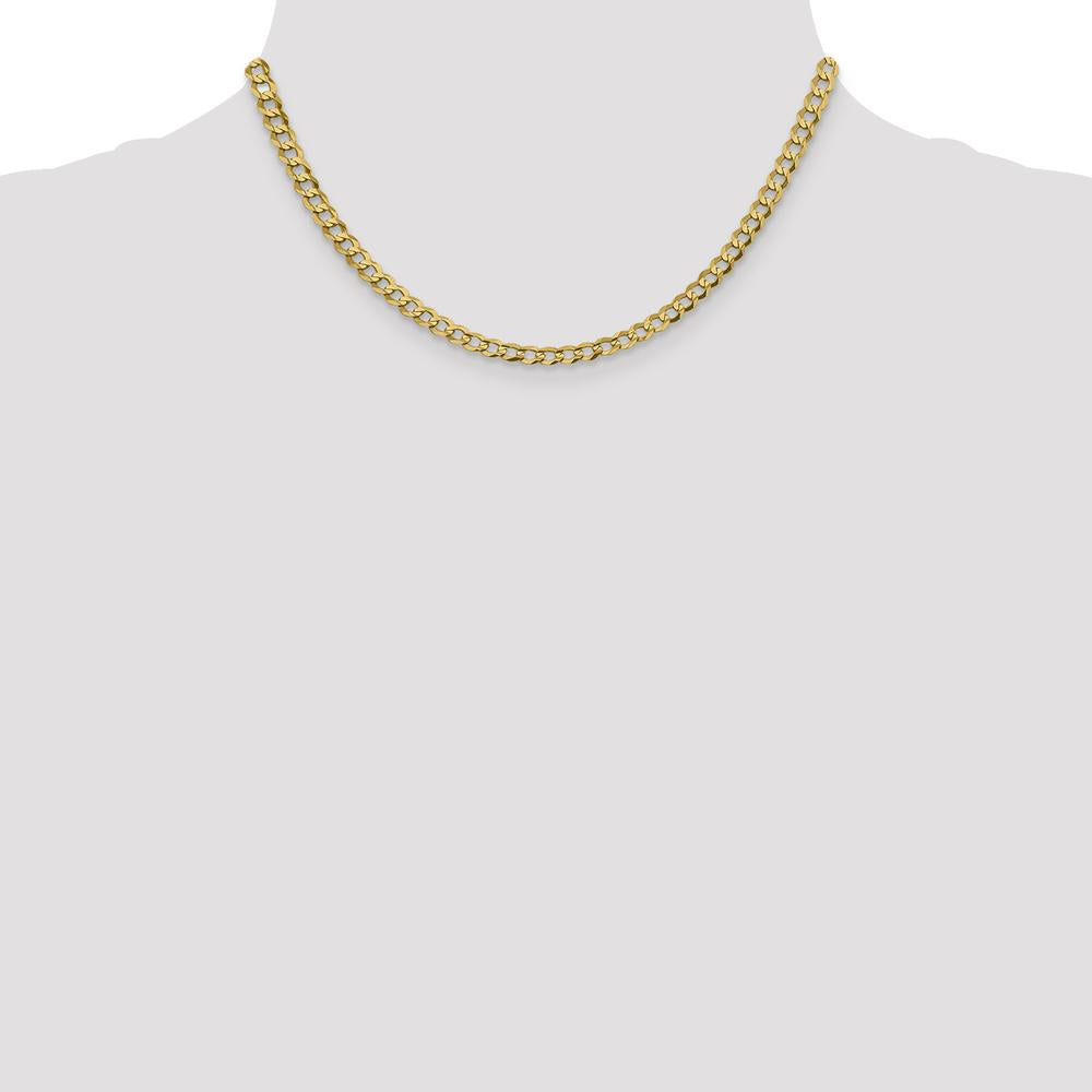 10K Yellow Gold 16" Flat Cuban Chain Necklace - 4.7mm Width