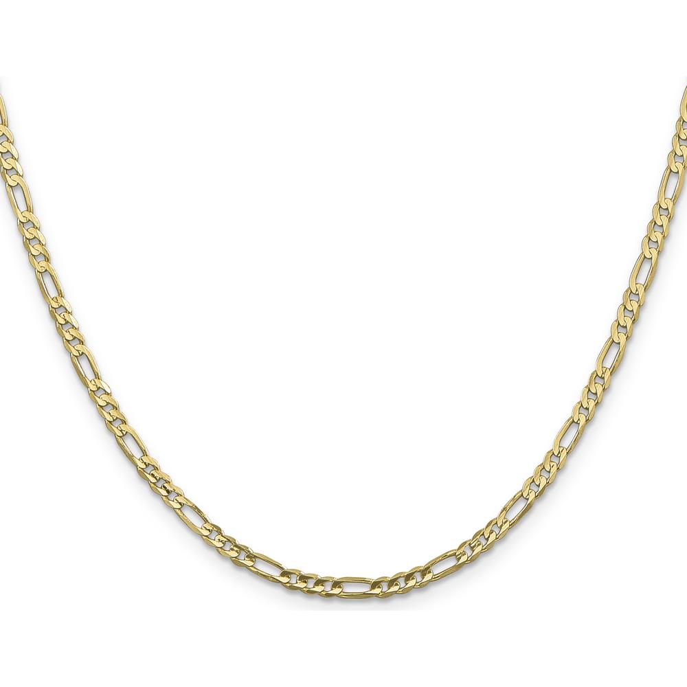 10K Yellow Gold 16" Flat Figaro Chain Necklace - 3mm Width