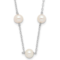 10K Yellow Gold 16" Freshwater Cultured Pearl 12-Station Necklace - 5.5-6.5mm Pearls