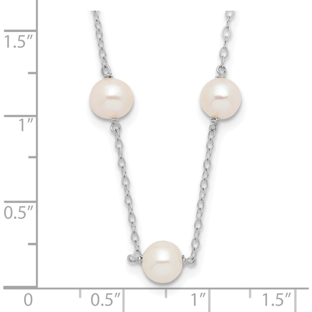 10K Yellow Gold 16" Freshwater Cultured Pearl 12-Station Necklace - 5.5-6.5mm Pearls