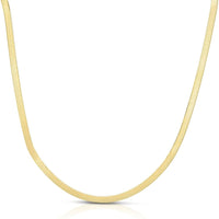 10K Yellow Gold 16" Herringbone Chain Necklace - 3.8mm Width by Orozza Fine Jewelry