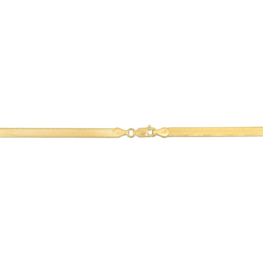 10K Yellow Gold 16" Herringbone Chain Necklace - 3.8mm Width by Orozza Fine Jewelry