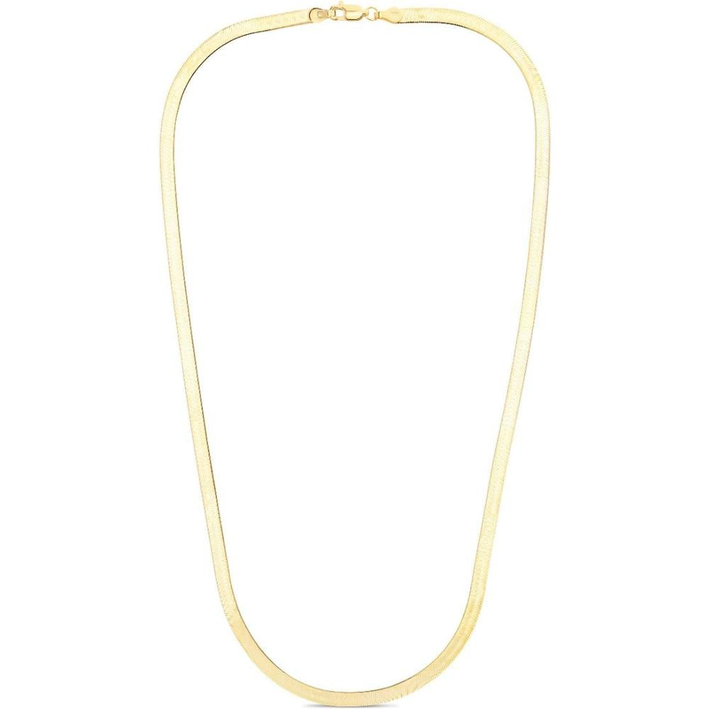 10K Yellow Gold 16" Herringbone Chain Necklace - 3.8mm Width by Orozza Fine Jewelry