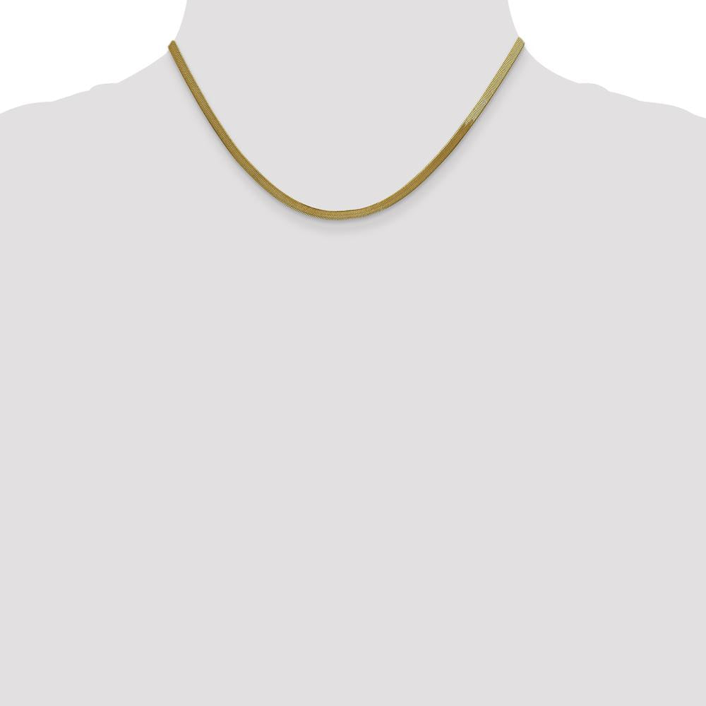 10K Yellow Gold 16" Herringbone Chain Necklace - 3mm Width
