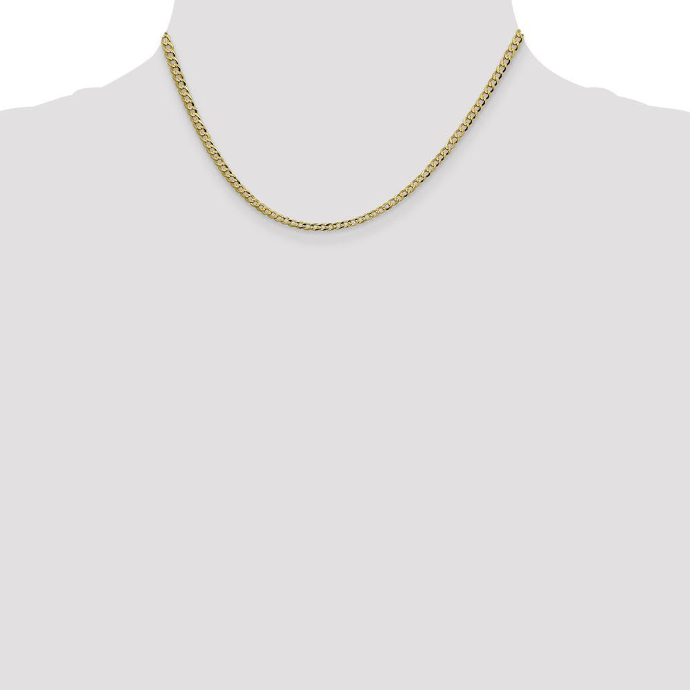10K Yellow Gold 16" Lightweight Flat Cuban Chain - 3.1mm Width