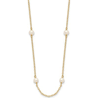 10K Yellow Gold 16" Necklace with 8 Freshwater Cultured Pearls, 4-5mm