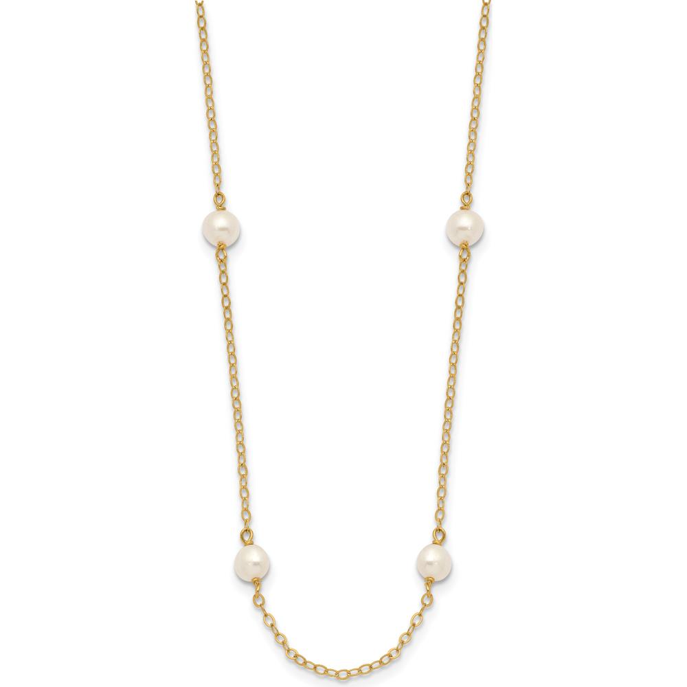 10K Yellow Gold 16" Necklace with 8 Freshwater Cultured Pearls, 4-5mm