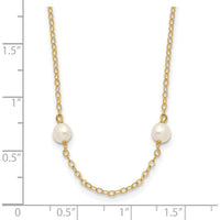 10K Yellow Gold 16" Necklace with 8 Freshwater Cultured Pearls, 4-5mm