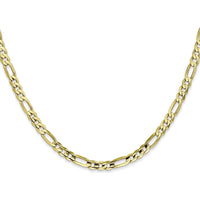 10K Yellow Gold 16" Polished Concave Open Figaro Chain - 4mm Width