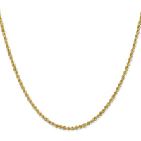 10K Yellow Gold 16" Regular Rope Chain Necklace - 2.25mm Width