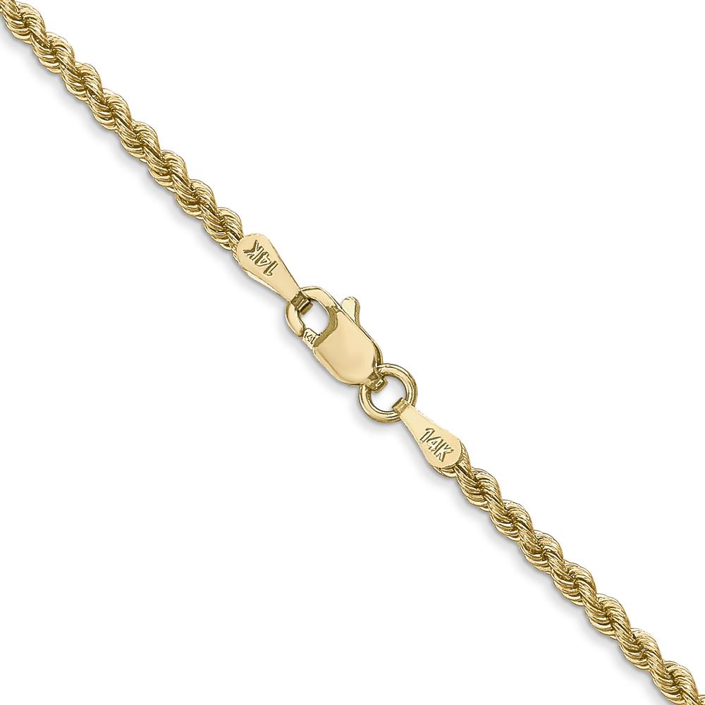 10K Yellow Gold 16" Regular Rope Chain Necklace - 2.25mm Width