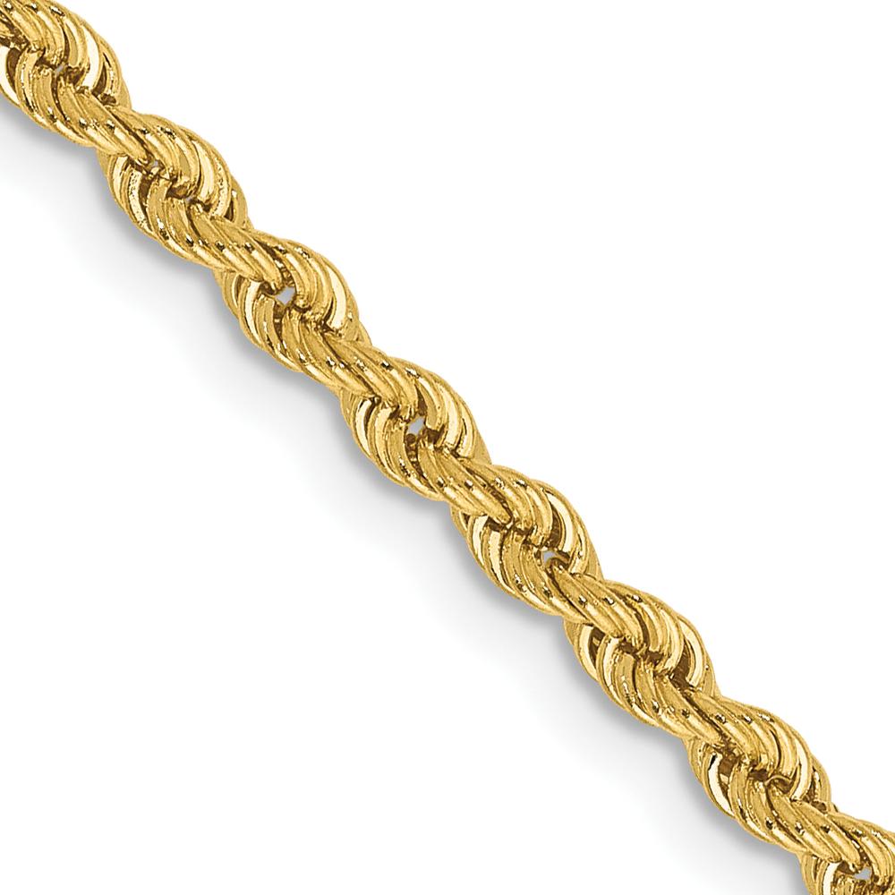 10K Yellow Gold 16" Rope Chain Necklace - 2.5mm Width